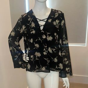Sheer floral long sleeve top lined